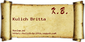 Kulich Britta névjegykártya